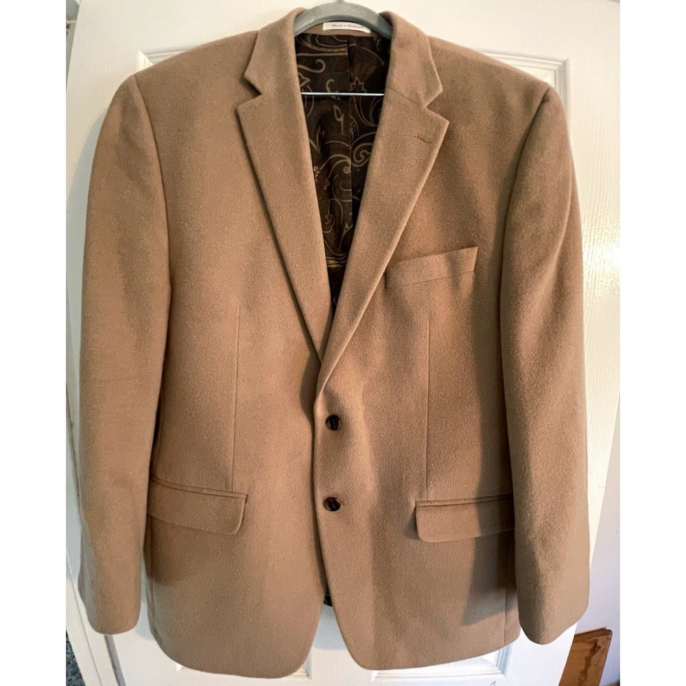 Lauren Ralph Lauren Mens Beige Wool Silk Cashmere Blazer 44R 2-Button Notch